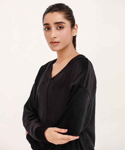 Women's Velour V-Neck Shirt